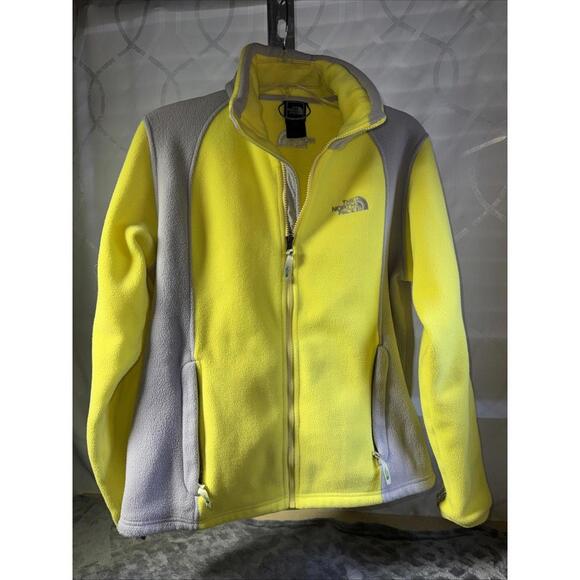 The North Face Jackets & Blazers - The North Face Jacket Women Large Yellow Grey Full Zip Fleece Coat